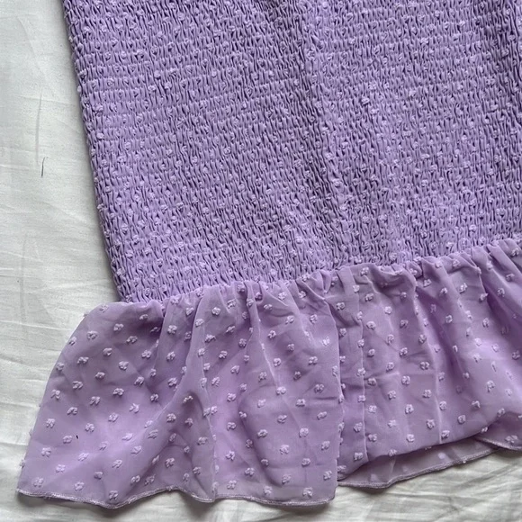 NWT FARORO Bodycon Casual Puff Sleeve Smocked Midi Dress - Picture 10 of 10